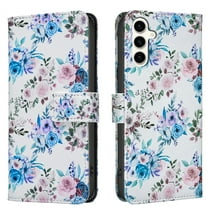 Wallet Case Compatible with Samsung Galaxy S23 FE with Card Holder, Convertible Stand Flowers Case Magnetic for Women and Girls, Butterfly Floral Protective PU Leather Flip Case, Floral