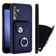 thumbnail image 1 of Wallet Case Compatible for Samsung Galaxy S23 FE with Card Holder, Rotation Finger Ring Kickstand Card Slots Case, Classic PU Leather Shockproof Magnetic Button Cover for Galaxy S23 FE, Blue, 1 of 7