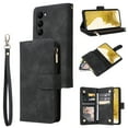 thumbnail image 1 of Wallet Case Compatible with Samsung Galaxy S23 Plus, Premium PU Leather Zipper Flip Wallet with Wrist Strap Magnetic Closure Built-in Kickstand Protective Case for Samsung S23 Plus,Black, 1 of 8