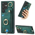thumbnail image 1 of Wallet Case Compatible with Samsung Galaxy S23 Ultra with Card Holder, 360° Rotation Finger Ring Stand PU Leather Cover Drop Protection with Magnetic Snap Case Cover for Galaxy S23 Ultra - Green, 1 of 8