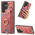thumbnail image 1 of Wallet Case Compatible with Samsung Galaxy S23 Ultra with Card Holder, 360° Rotation Finger Ring Stand PU Leather Cover Drop Protection with Magnetic Snap Case Cover for Galaxy S23 Ultra - Pink, 1 of 8