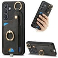 thumbnail image 1 of Wallet Case Compatible with Samsung Galaxy S24 with Card Holder, 360° Rotation Finger Ring Stand PU Leather Cover Drop Protection with Magnetic Snap Case Cover for Galaxy S24 - Black, 1 of 8