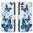 thumbnail image 1 of Wallet Case Compatible with Samsung Galaxy S24 with Card Holder, Convertible Stand Flowers Case Magnetic for Women and Girls, Butterfly Floral Protective PU Leather Flip Case, Blue Butterflies, 1 of 5