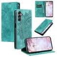 thumbnail image 1 of Wallet Case Compatible with Samsung Galaxy S24 FE with Card Holder, Convertible Stand Flowers Case Wallet for Women Girls, Embossed Floral Protective PU Leather Flip Case for S24 FE, Green, 1 of 7