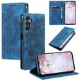 thumbnail image 1 of Wallet Case Compatible with Samsung Galaxy S24 FE with Card Holder, Convertible Stand Flowers Case Wallet for Women Girls, Embossed Floral Protective PU Leather Flip Case for S24 FE, Blue, 1 of 7