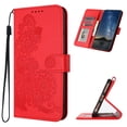 thumbnail image 1 of Wallet Case Compatible with Samsung Galaxy S24 FE with Card Holder, PU Leather Kickstand Women Men Embossed Wrist Strap Magnetic Clasp Design Flip Folio Cover for Samsung Galaxy S24 FE, Red, 1 of 6