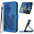 thumbnail image 1 of Wallet Case Compatible with Samsung Galaxy S24 FE with Card Holder, PU Leather Kickstand Women Men Embossed Wrist Strap Magnetic Clasp Design Flip Folio Cover for Samsung Galaxy S24 FE, Darkblue, 1 of 6