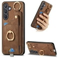 thumbnail image 1 of Wallet Case Compatible with Samsung Galaxy S24 Plus with Card Holder, 360° Rotation Finger Ring Stand PU Leather Cover Drop Protection with Magnetic Snap Case Cover for Galaxy S24 Plus - Brown, 1 of 8
