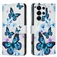 thumbnail image 1 of Wallet Case Compatible with Samsung Galaxy S24 Ultra with Card Holder, Convertible Stand Flowers Case Magnetic for Women and Girls, Butterfly Floral Protective PU Leather Flip Case, Blue Butterflies, 1 of 5