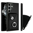 thumbnail image 1 of Wallet Case Compatible for Samsung Galaxy S24 Ultra with Card Holder, Rotation Finger Ring Kickstand Card Slots Case, Classic PU Leather Shockproof Magnetic Button Cover for Galaxy S24 Ultra, Black, 1 of 7