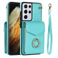 thumbnail image 1 of Wallet Case Compatible with Samsung Galaxy S24 Ultra,Case with Card Holder,with a strap,RFID Blocking Leather Cover 360°Rotation Ring Kickstand Protective Bumper Designed for Galaxy S24 Ultra,Mint, 1 of 10