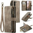 thumbnail image 1 of Wallet Case Compatible with Samsung Galaxy S25 Plus, Multifunctional Magnetic Closure Folio Case, [RFID Blocking] Durable PU Leather Flip Lanyard Strap Wristlet Zipper Card Holder Phone Case, Brown, 1 of 10