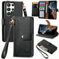 thumbnail image 1 of Wallet Case Compatible with Samsung Galaxy S25 Ultra, Heart Pattern Detachable Wrist Strap PU Leather Card Slots Zipper Pocket RFID Blocking Kickstand Phone Case for Samsung Galaxy S25 Ultra, Black, 1 of 11