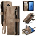 thumbnail image 1 of Wallet Case Compatible with Samsung Galaxy S9 Plus, Multifunctional Magnetic Closure Folio Case, [RFID Blocking] Durable PU Leather Flip Lanyard Strap Wristlet Zipper Card Holder Phone Case, Brown, 1 of 10