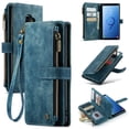 thumbnail image 1 of Wallet Case Compatible with Samsung Galaxy S9 Plus, Multifunctional Magnetic Closure Folio Case, [RFID Blocking] Durable PU Leather Flip Lanyard Strap Wristlet Zipper Card Holder Phone Case, Blue, 1 of 10