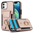 thumbnail image 1 of Wallet Case Compatible with iPhone 11 with Card Holder, 360° Rotation Finger Ring Kickstand PU Leather Stretchy Fabric Cover Drop Protection with Magnetic Snap Case Cover, Rosegold, 1 of 8