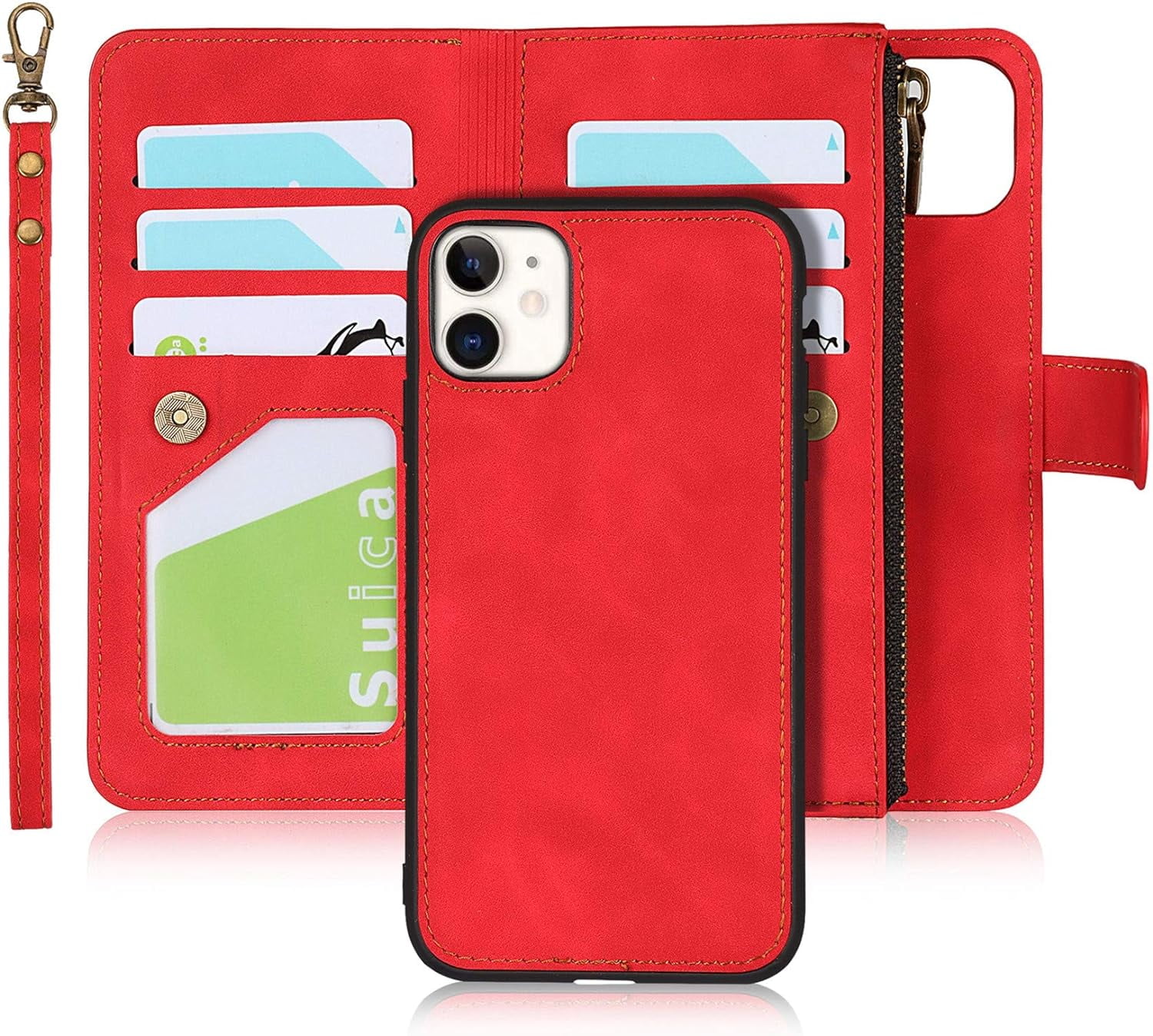 Wallet Case Compatible with iPhone 11 Detachable 2 in 1 Zipper