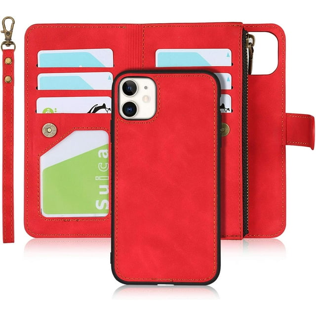 Wallet Case Compatible with iPhone 11 Detachable 2 in 1 Zipper