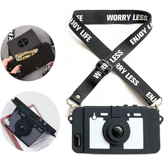 Wallet Case Compatible with iPhone 11 Pro (5.8-inch), Cute Camera Design, Purse Flip Card Pouch Stand Holder Cover Case with Long Shoulder Strap (White, iPhone 11 Pro)