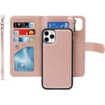 thumbnail image 1 of Wallet Case Compatible with iPhone 11 Pro,[6 Card Slots] [Wrist Strap] [Stand Feature] Detachable 2 in 1 Magnetic Zipper Leather Slim Cover Case for iPhone 11 Pro,5.8 inch Rosegold, 1 of 14