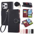 thumbnail image 1 of Wallet Case Compatible for iPhone 11 Pro Max with Card Holder PU Leather Magnetic Clasp Zipper Pocket Crossbody Phone Case with Wrist Strap and Shoulder Strap Fit for iPhone 11 Pro Max, Black, 1 of 9