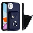 thumbnail image 1 of Wallet Case Compatible for iPhone 11 Pro Max with Card Holder, Rotation Finger Ring Kickstand Card Slots Case, Classic PU Leather Shockproof Magnetic Button Cover for iPhone 11 Pro Max, Blue, 1 of 6