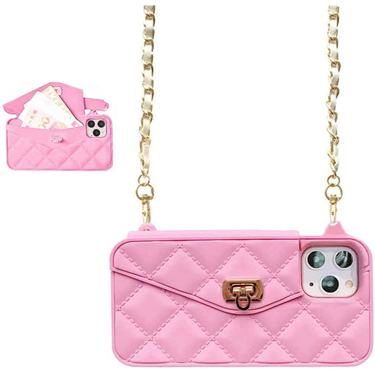 Wallet Case Compatible with iPhone 11 Pro Max Cute Light Luxury Bag Design Purse Flip Card Pouch Cover Soft Silicone Case with Handstrap Long