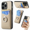 thumbnail image 1 of Wallet Case Compatible for iPhone 12 Pro/12 with 360° Rotation Ring Stand[Card Credit Pockets][Magnetic Design] Fiber Stripe Phone Cover with Card Holder for Women and Men,Khaki, 1 of 11