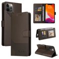 thumbnail image 1 of Wallet Case Compatible with iPhone 12 Pro/12 (6.1 inch), Luxury ID Cash Credit Card Slots Holder Carrying Pouch Folio Flip PU Leather Cover [Magnetic Hard Case] for iPhone 12 Pro/12 (Brown), 1 of 7