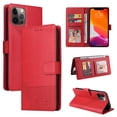thumbnail image 1 of Wallet Case Compatible with iPhone 12 Pro/12 (6.1 inch), Luxury ID Cash Credit Card Slots Holder Carrying Pouch Folio Flip PU Leather Cover [Magnetic Hard Case] for iPhone 12 Pro/12 (Red), 1 of 7