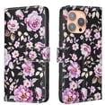 thumbnail image 1 of Wallet Case Compatible with iPhone 12 Pro / 12 with Card Holder, Convertible Stand Flowers Case Magnetic for Women and Girls, Butterfly Floral Protective PU Leather Flip Case, Black2, 1 of 5