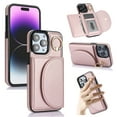 thumbnail image 1 of Wallet Case Compatible with iPhone 12 Pro/12 with Card Holder,RFID Blocking,360°Rotation Finger Ring Stand Leather Cover,Drop Protection with Magnetic Snap Phone Case iPhone 12/12 Pro, Rosegold, 1 of 9