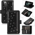 thumbnail image 1 of Wallet Case Compatible with iPhone 12 Pro Max 6.7 inch 2020,Magnetic Handbag Zipper Pocket PU Leather Flip with 9 Card Slots and Wrist Strap Folio TPU Inner Stand Case - Black, 1 of 16