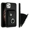 thumbnail image 1 of Wallet Case Compatible for iPhone 12 Pro Max with Card Holder, Rotation Finger Ring Kickstand Card Slots Case, Classic PU Leather Shockproof Magnetic Button Cover for iPhone 12 Pro Max, Black, 1 of 6