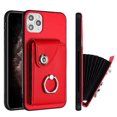 thumbnail image 1 of Wallet Case Compatible for iPhone 12 Pro Max with Card Holder, Rotation Finger Ring Kickstand Card Slots Case, Classic PU Leather Shockproof Magnetic Button Cover for iPhone 12 Pro Max, Red, 1 of 6