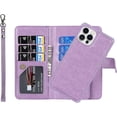 thumbnail image 1 of Wallet Case Compatible with iPhone 12 Pro Max Case,[6 Card Slots] [Wrist Strap] [Stand Feature] Detachable 2 in 1 Magnetic Leather Cover Shockproof Case for iPhone 12 Pro Max,6.7 inch Purple, 1 of 16