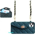 thumbnail image 1 of Wallet Case Compatible with iPhone 12 Pro Max, Cute Light Luxury Bag Design, Purse Flip Card Pouch Cover Soft Silicone Case with Handstrap Long Shoulder Strap (Dark Green, iPhone 12 Pro Max), 1 of 16