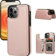 Wallet Case Compatible with iPhone 13 14 15 16 Pro Mas plus, Slim Protective case with Card Holder, Premium PU Leather Kickstand Card Slots Case-Black