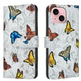 thumbnail image 1 of Wallet Case Compatible with iPhone 13 with Card Holder, Convertible Stand Flowers Case Magnetic for Women and Girls, Butterfly Floral Protective PU Leather Flip Case, Colorful Butterflies, 1 of 5