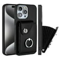 thumbnail image 1 of Wallet Case Compatible for iPhone 13 Pro Max with Card Holder, Rotation Finger Ring Kickstand Card Slots Case, Classic PU Leather Shockproof Magnetic Button Cover for iPhone 13 Pro Max, Black, 1 of 6