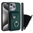 thumbnail image 1 of Wallet Case Compatible for iPhone 13 Pro Max with Card Holder, Rotation Finger Ring Kickstand Card Slots Case, Classic PU Leather Shockproof Magnetic Button Cover for iPhone 13 Pro Max, Green, 1 of 6