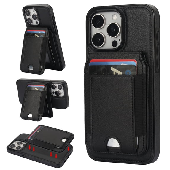 Wallet Case Compatible with iPhone 13 Pro for Men Women, Detachable Magnetic Wallet PU Leather Shockproof Rugged Phone Case with Kickstand Card Slots RFID Blocking for iPhone 13 Pro,Black