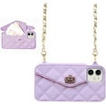 thumbnail image 1 of Wallet Case Compatible with iPhone 14, Cute Light Luxury Bag Design, Purse Flip Card Pouch Cover Soft Silicone Case with Handstrap Long Shoulder Strap (Purple, iPhone 14), 1 of 14