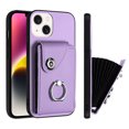 thumbnail image 1 of Wallet Case Compatible for iPhone 14 Plus with Card Holder, Rotation Finger Ring Kickstand Card Slots Case, Classic PU Leather Shockproof Magnetic Button Cover for iPhone 14 Plus, Purple, 1 of 6