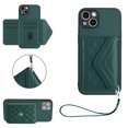 thumbnail image 1 of Wallet Case Compatible iPhone 14 Plus, Women Vegan PU Leather Phone case with RFID Blocking Card Holder Detachable Wrist Strap Shockproof Kickstand Phone Case for iPhone 14 Plus, Green, 1 of 9