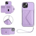 thumbnail image 1 of Wallet Case Compatible iPhone 14 Plus, Women Vegan PU Leather Phone case with RFID Blocking Card Holder Detachable Wrist Strap Shockproof Kickstand Phone Case for iPhone 14 Plus, Purple, 1 of 9