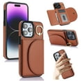 thumbnail image 1 of Wallet Case Compatible with iPhone 14 Pro with Card Holder,RFID Blocking,360°Rotation Finger Ring Stand Leather Cover,Drop Protection with Magnetic Snap Phone Case iPhone 14 Pro, Brown, 1 of 9