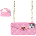 thumbnail image 1 of Wallet Case Compatible with iPhone 14 Pro Max, Cute Light Luxury Bag Design, Purse Flip Card Pouch Cover Soft Silicone Case with Handstrap Long Shoulder Strap (Pink, iPhone 14 Pro Max), 1 of 14
