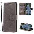 thumbnail image 1 of Wallet Case Compatible with iPhone 14 Pro Max PU Leather, Mandala Flower Floral Embossed Stand Feature with Wrist Strap and 3-Slots ID & Credit Cards Pocket Magnetic Clasps - Gray, 1 of 4