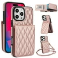 thumbnail image 1 of Wallet Case Compatible for iPhone 14 Pro Max, Women PU Leather Detachable Crossbody Phone Case with RFID Blocking Card Holder Adjustable Shoulder Strap Shockproof Kickstand Phone Wallet, Rosegold, 1 of 8